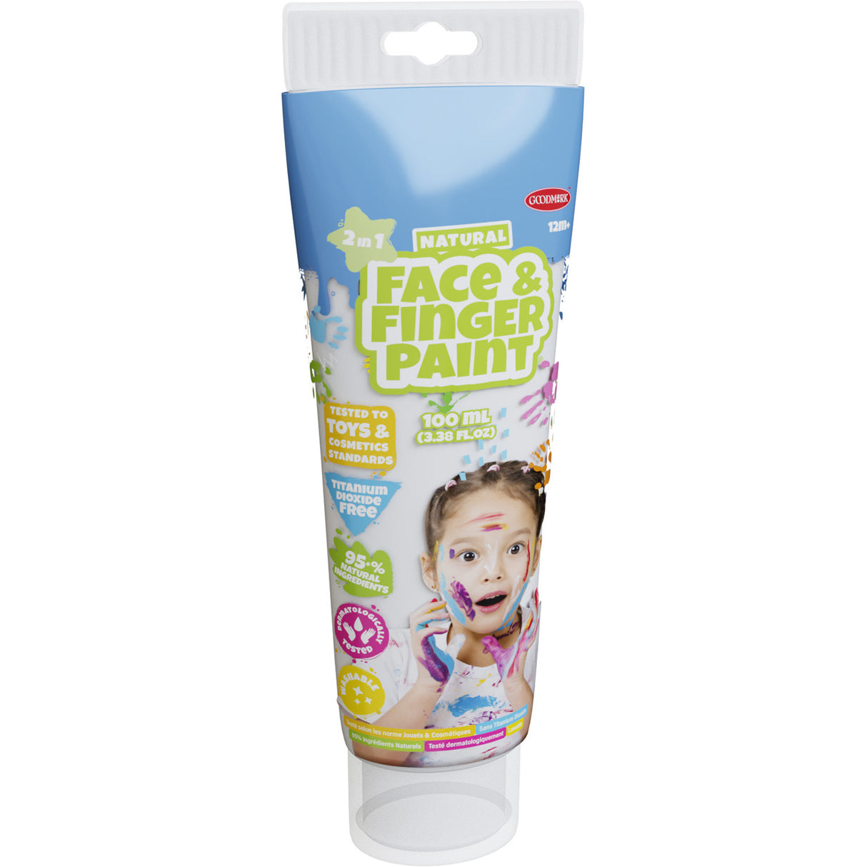 Tube de peinture au doigt naturel pour le visage Boti - blanc, 100ml