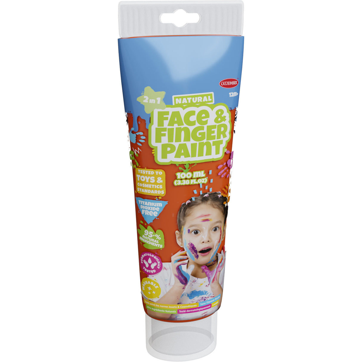 Tube de peinture au doigt naturel pour le visage Boti - orange, 100ml
