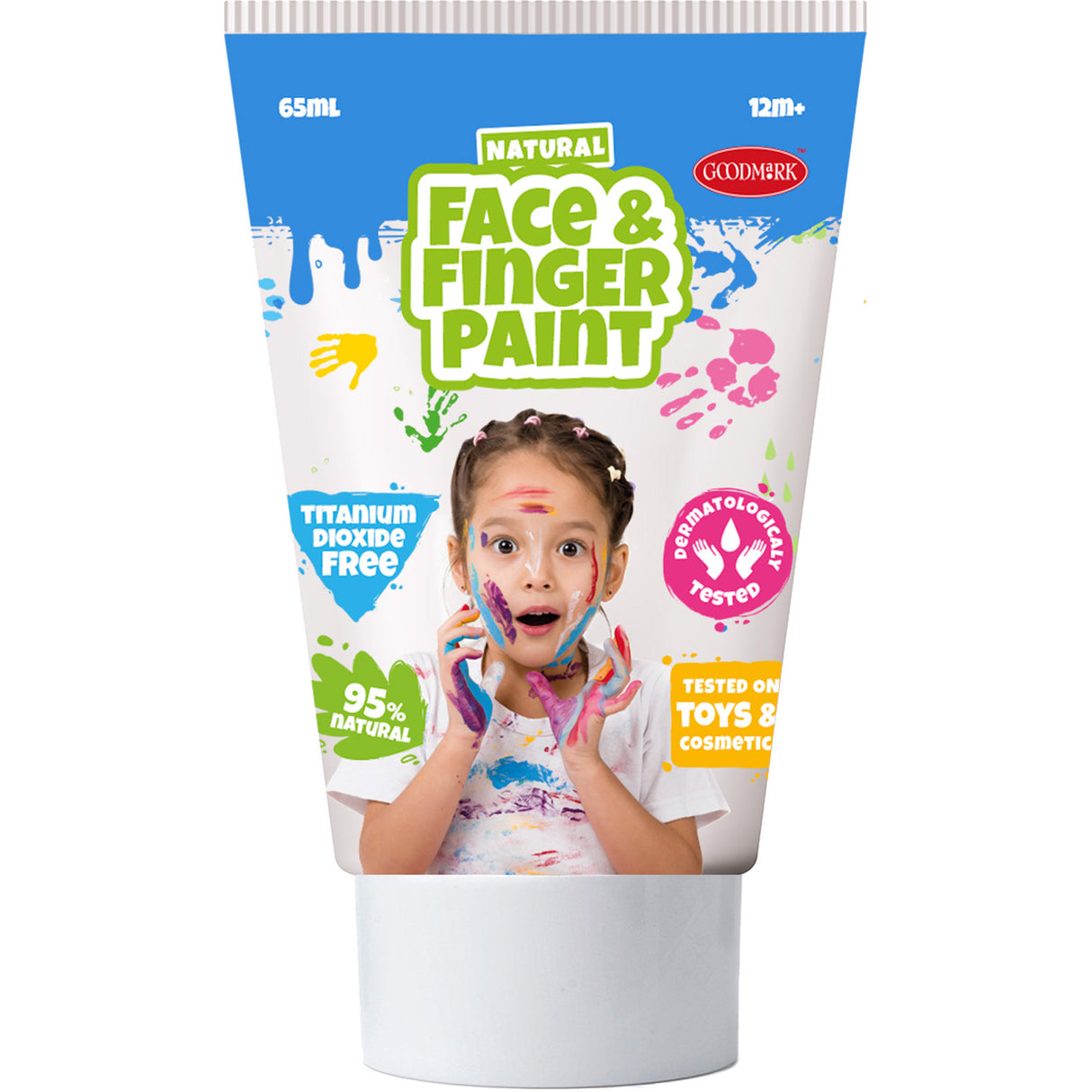 Tube de peinture au doigt visage naturel Boti - noir et blanc, 2x65ml