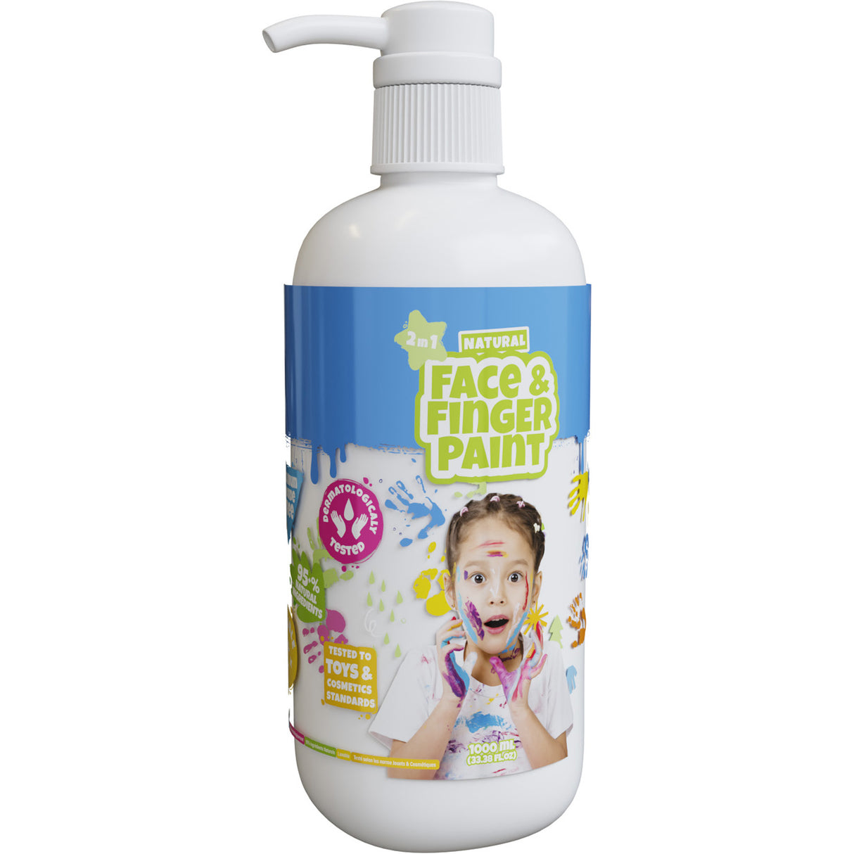 Flacon de peinture naturelle pour le visage avec pompe - blanc, 1l - peinture pour le visage