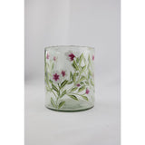 Vase ambiance Manoir en verre à fleurs roses 13x13x15cm