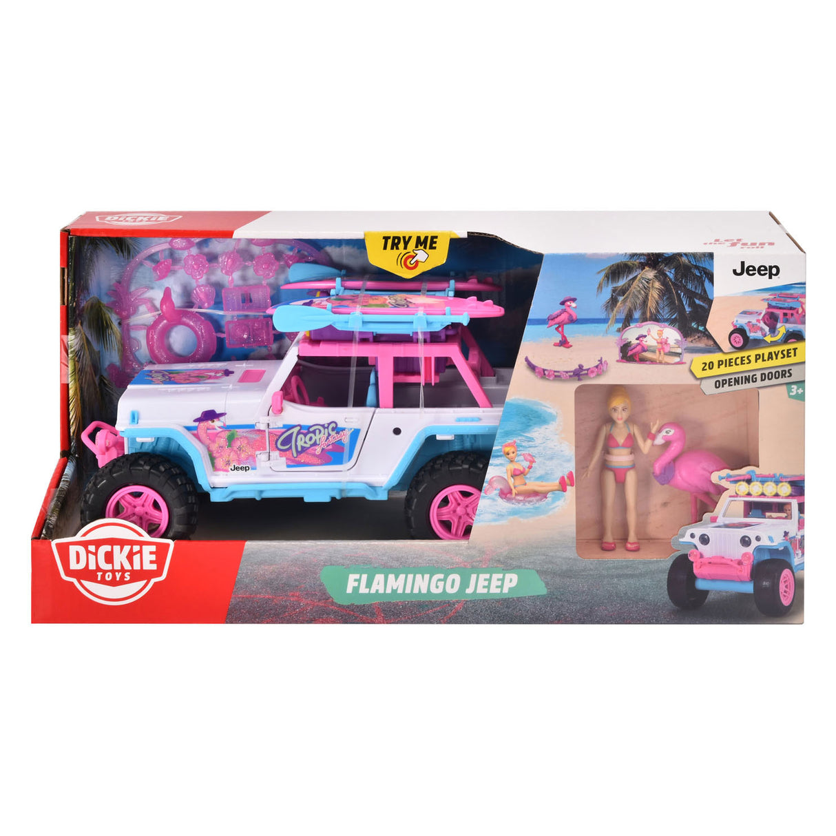 Dickie flamingo Jeep z igralnim figuro