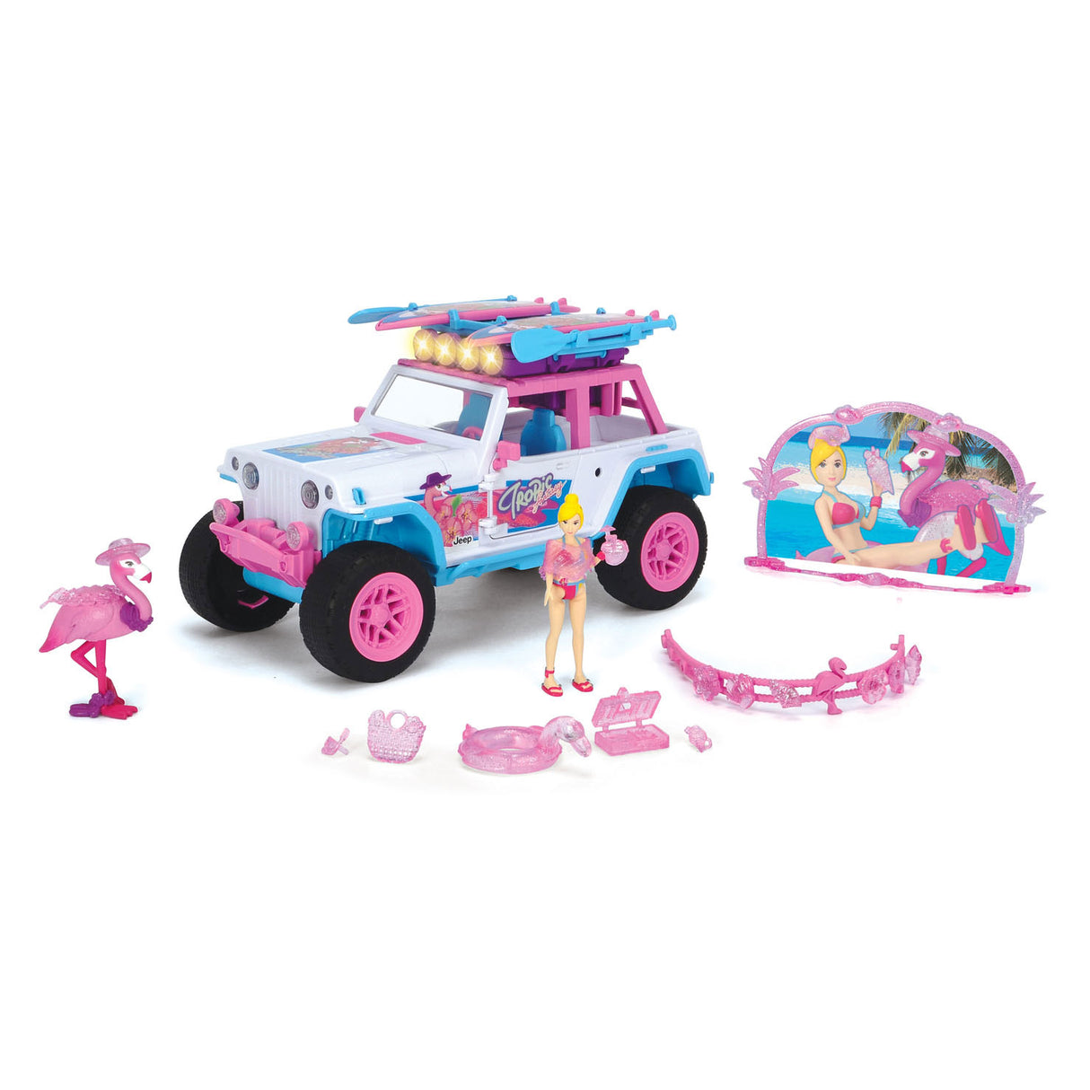 Dickie Flamingo Jeep avec figure de jeu