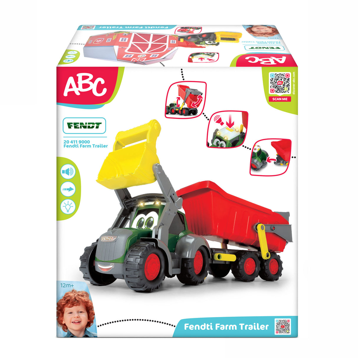 Tracteur Dickie ABC Fendti avec remorque et ferme