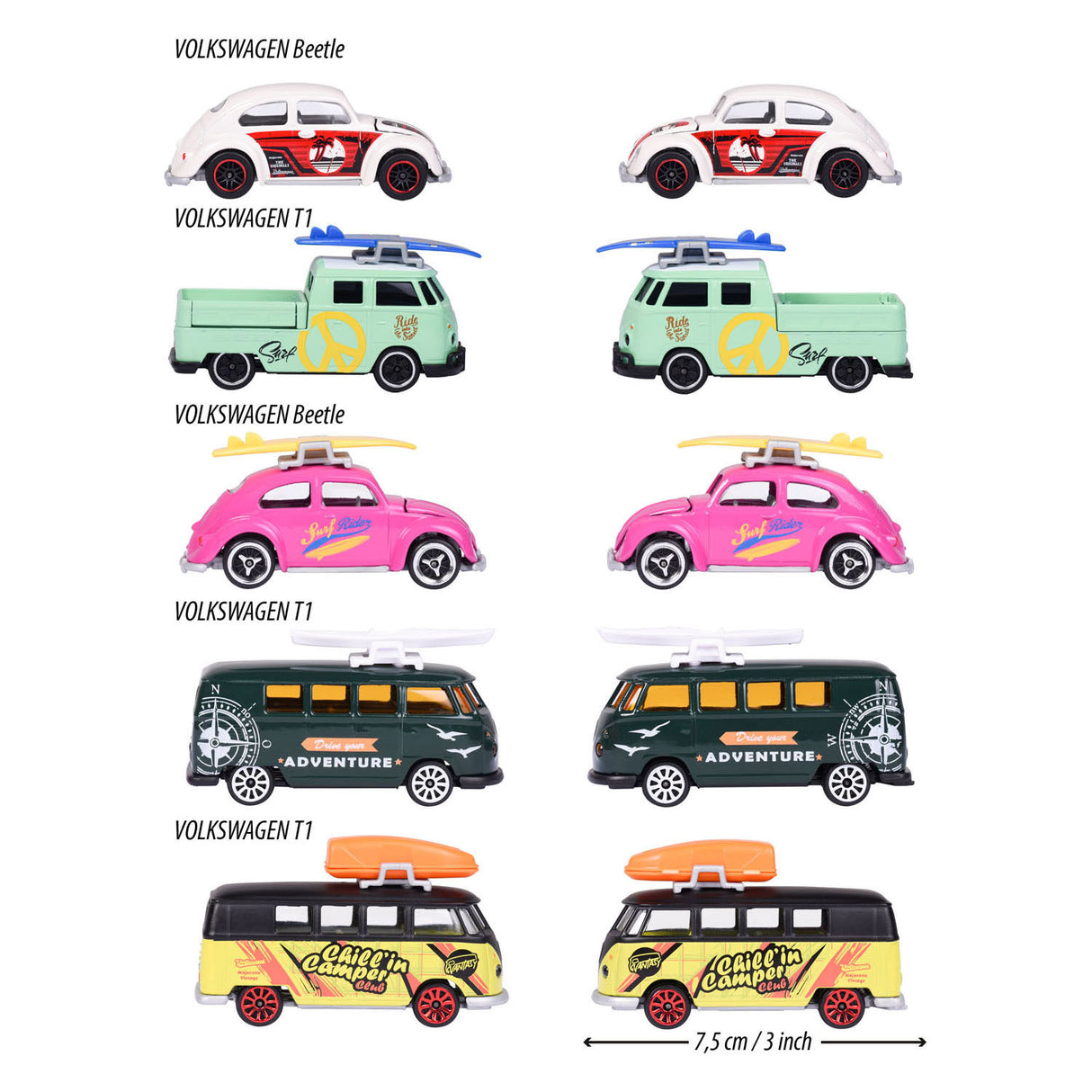 Majorette Volkswagen les voitures de jeu originales, 5 pcs.