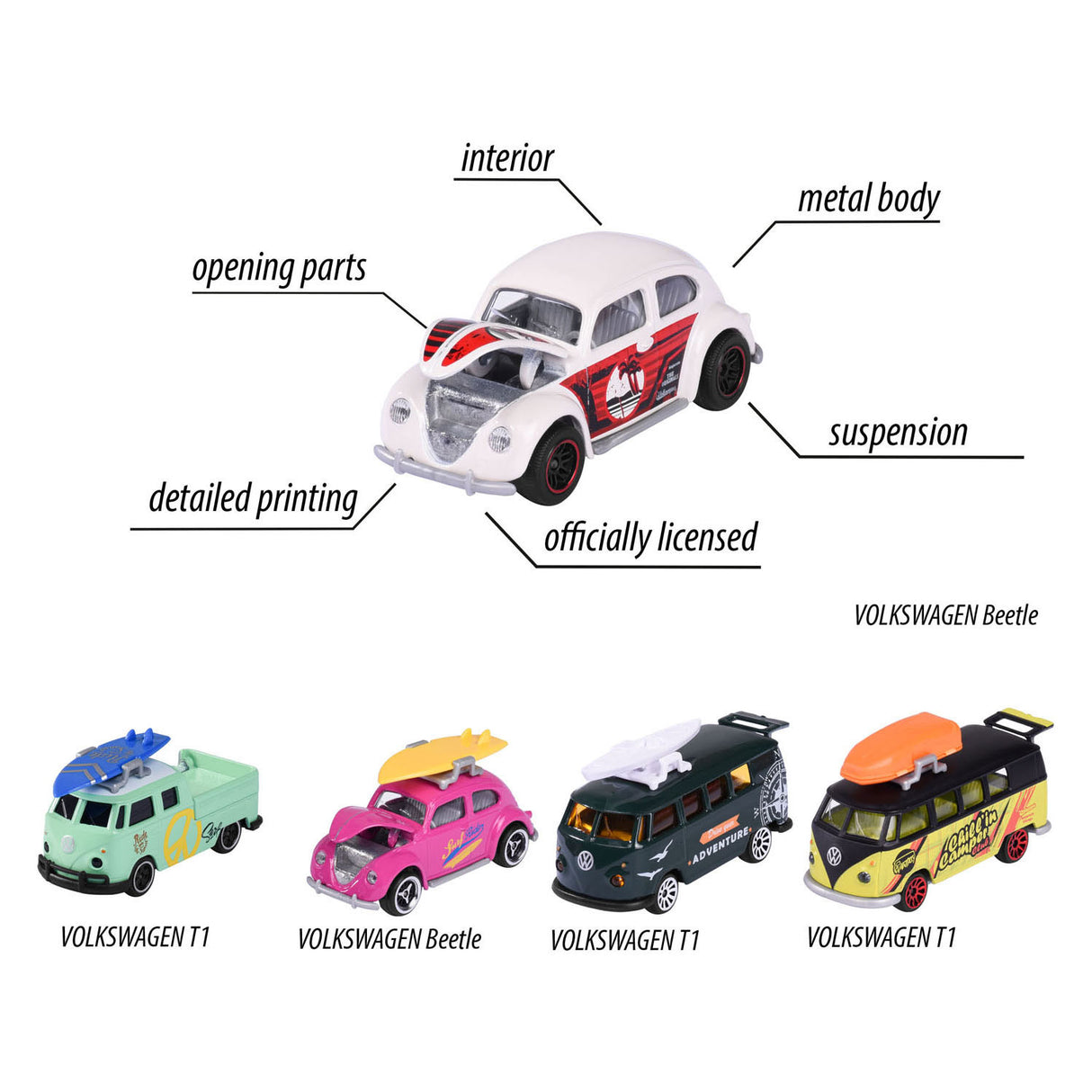 Majorette Volkswagen les voitures de jeu originales, 5 pcs.