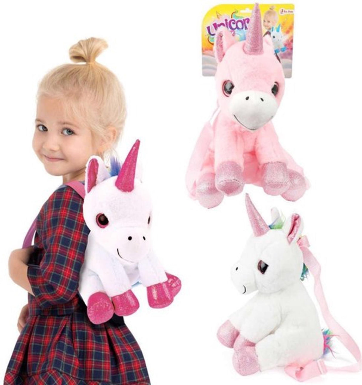 Toi-toys sac à dos peluche licorne 30 cm