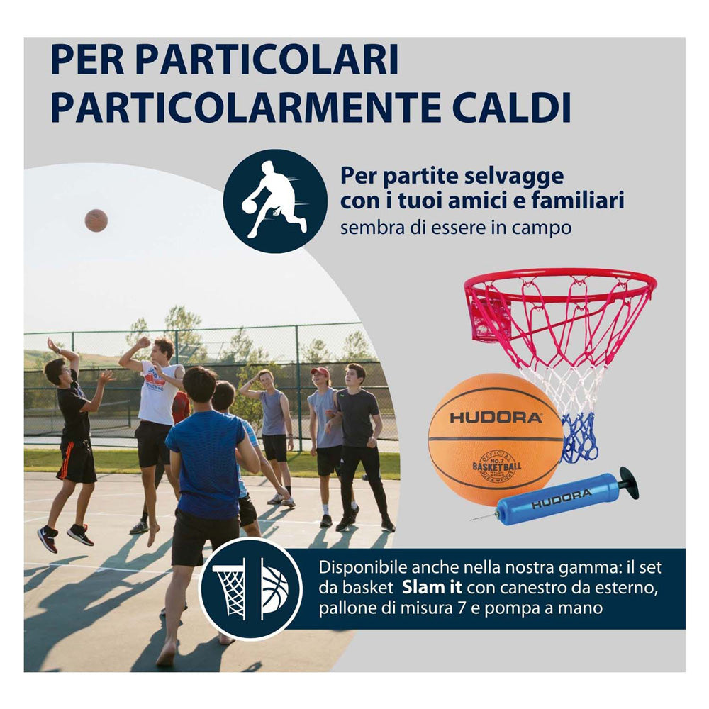 Anneau de basket Hudora en métal avec filet