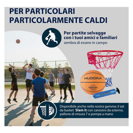 Anneau de basket Hudora en métal avec filet