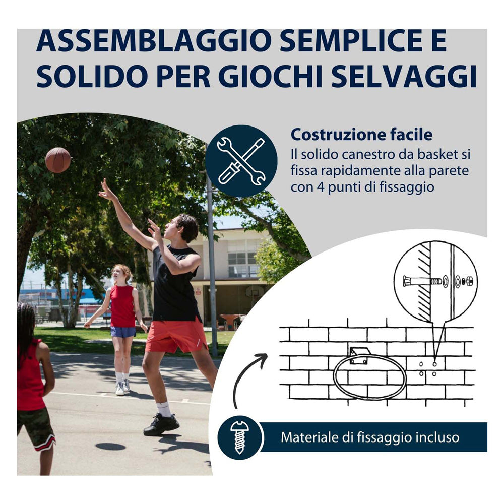Anneau de basket Hudora en métal avec filet