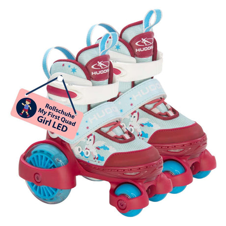 Hudora patins à roulettes ma première licorne quad led, taille 30-33