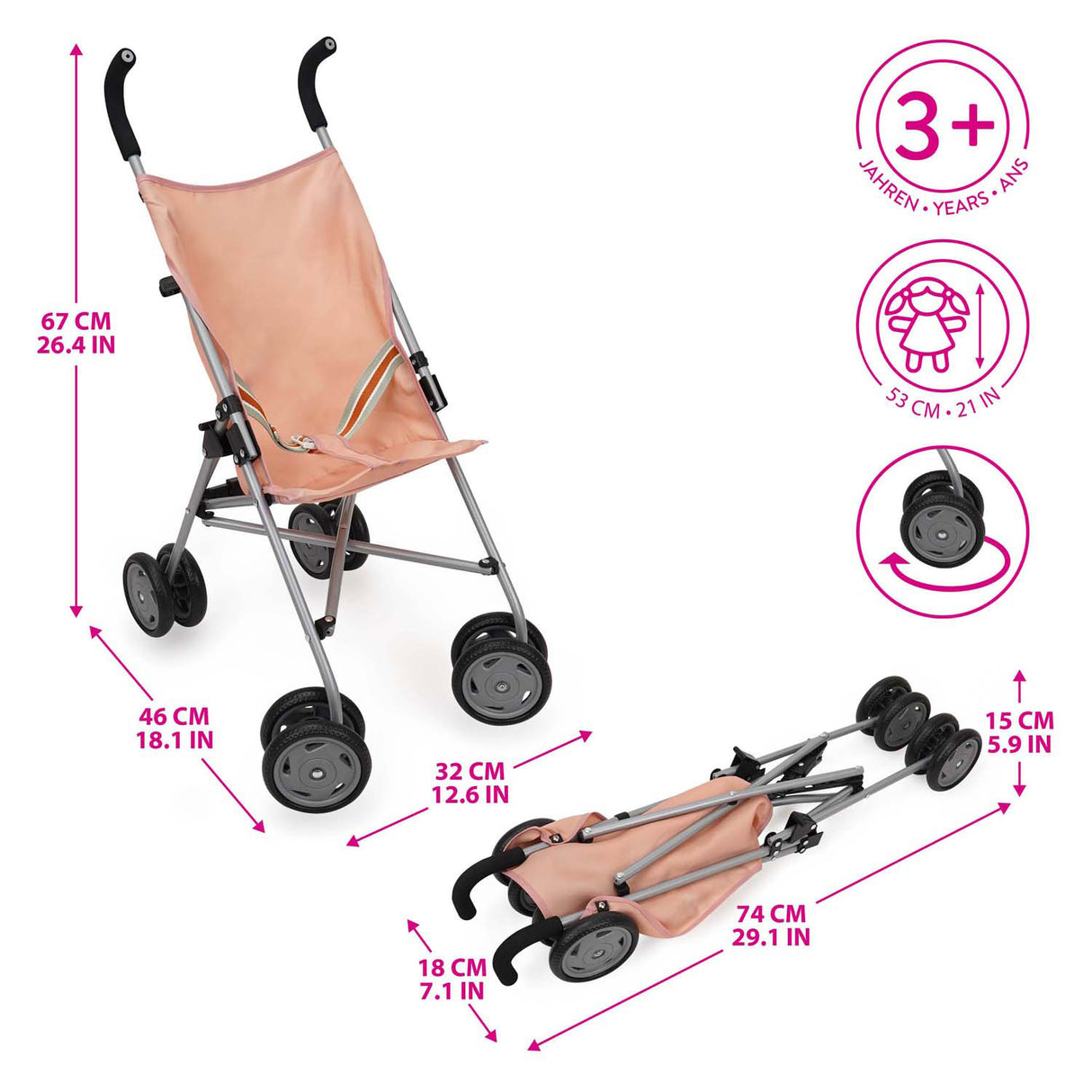 Jouets Lobbes, par exemple buggy, landau de poupée pliable