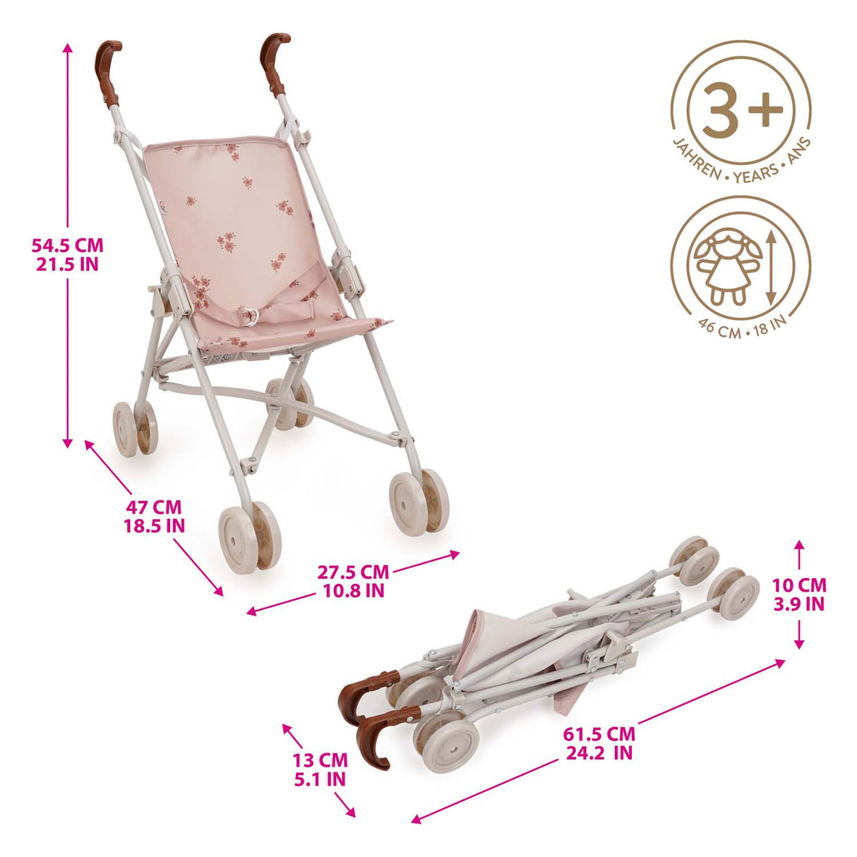 Poussette de poupée buggy ballet flore