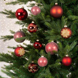 Decoris Boîte de mélange de boules de Noël en verre 12 pièces rouge
