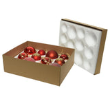 Decoris Boîte de mélange de boules de Noël en verre 12 pièces rouge