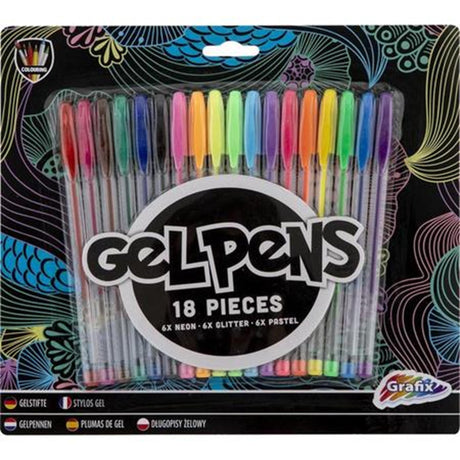 Grafix Gel Penny Set Pastel aux paillettes néon, 18dlg.