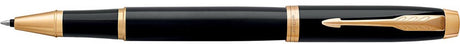 Parker dans un stylo roller | laque noire avec finition dorée | plume fine | encre noire | emballage cadeau