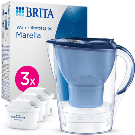 Brita - carafe filtrante - marella cool - 2,4l - bleu - incl. 1 cartouche filtrante tout-en-1 maxtra pro