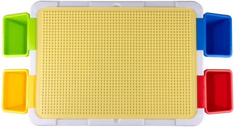 Eddy Toys Ensemble de jouets 300 pièces - Table de jeu : 48 x 35 x 31 cm - 291 blocs de construction - Espace de rangement - Plastique