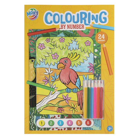 Groupe d'artisanat créatif couleur par numéro avec 6 crayons de couleur
