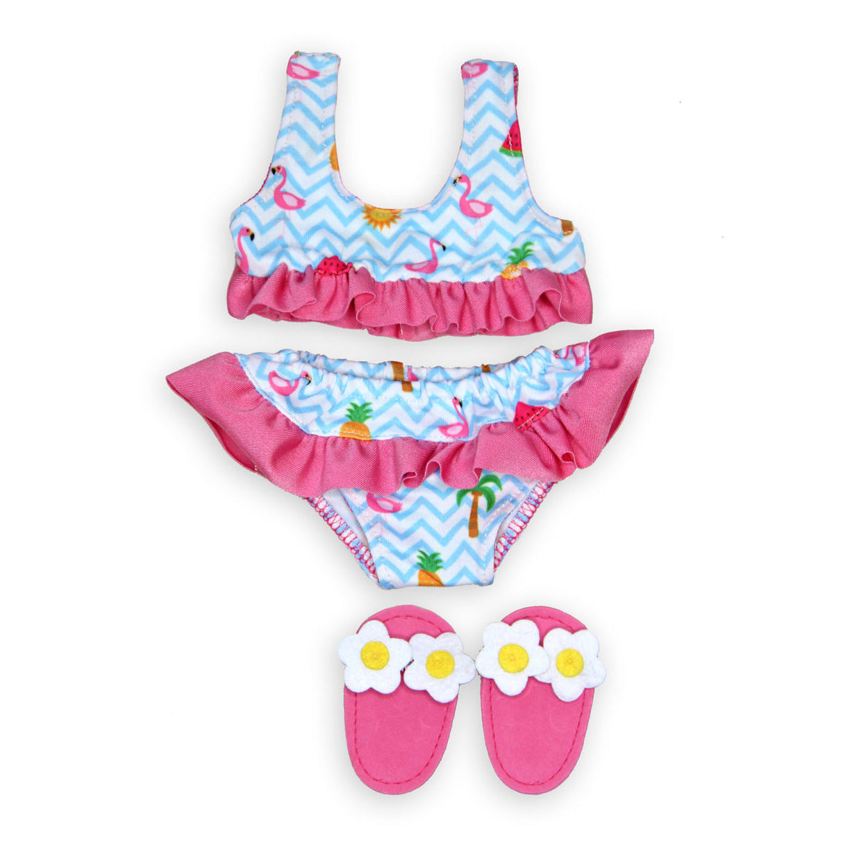 Bikini de poupées avec pantoufles flamants, 35-45 cm