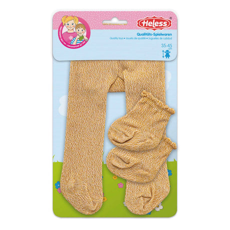 Collants de poupée Heless avec chaussettes - or, 35-45 cm
