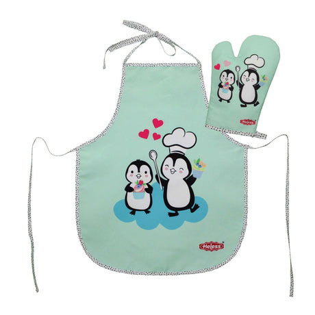 Heless ensemble tablier et gant de cuisine pour enfants pingouin