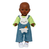 Poppen Tuinbroek met Gestreept Shirt Bunny Lou, 28-35 cm