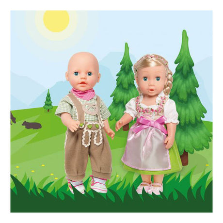 Le lederhosen des vêtements de Heless Doll avec une chemise et une écharpe, 35-45 cm