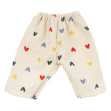 Pantalon en velours côtelé pour poupées Heless, confettis cœur, 28-35 cm