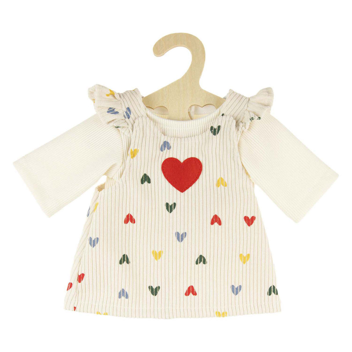 Robe en velours côtelé pour poupées Heless avec confettis cœurs, 28-35 cm