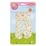 Collants de poupée Heless avec chaussettes et confettis coeur, 28-35 cm