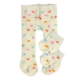 Collants de poupée Heless avec chaussettes et confettis coeur, 28-35 cm