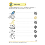 Cahier d'entraînement Deltas avec autocollants - premiers jeux d'écriture pour 5-6 ans