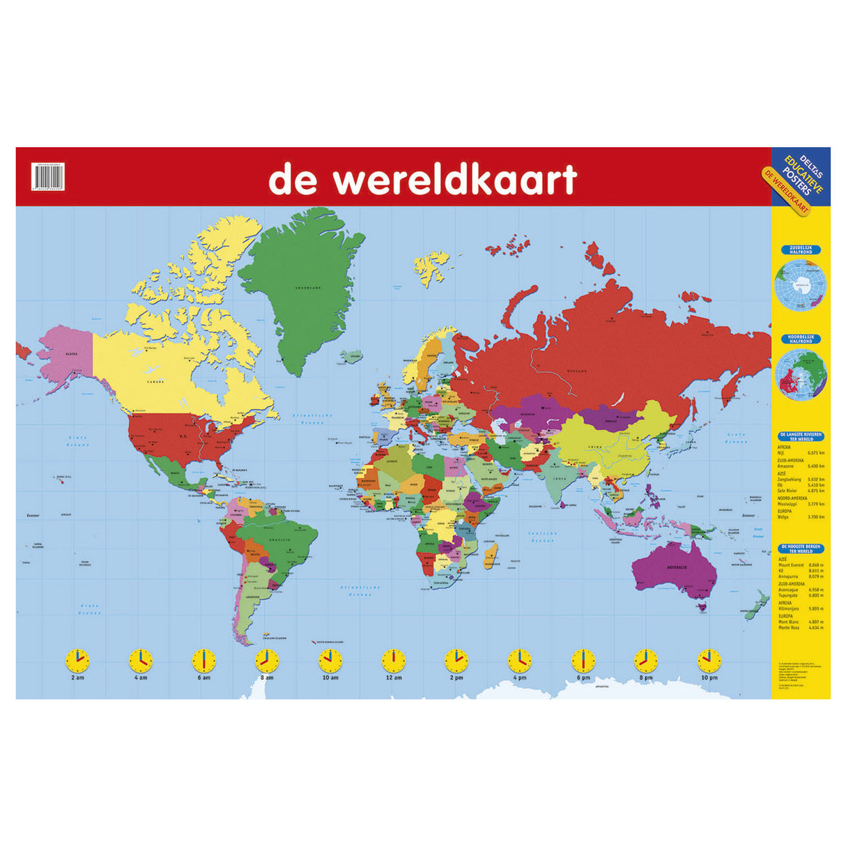 Deltas educatieve poster de wereldkaart