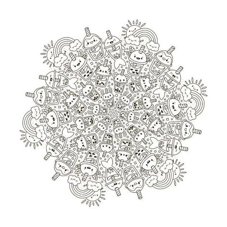 Coloriage mandala Deltas kawaii amusant