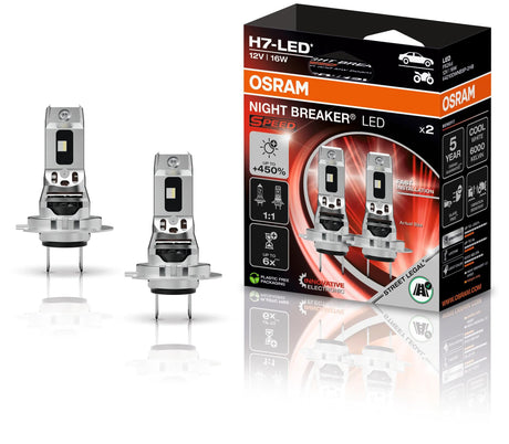 Osram phare nuit disjoncteur led vitesse 450 lampe h7 450 2vp ledspeed nightbreaker 12v16w