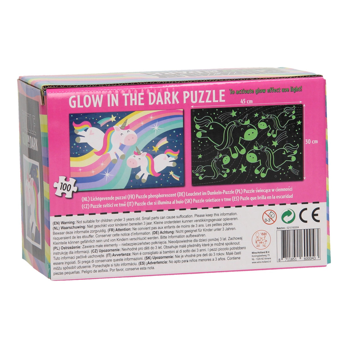Puzzle phosphorescent - Licorne, 100 pcs.