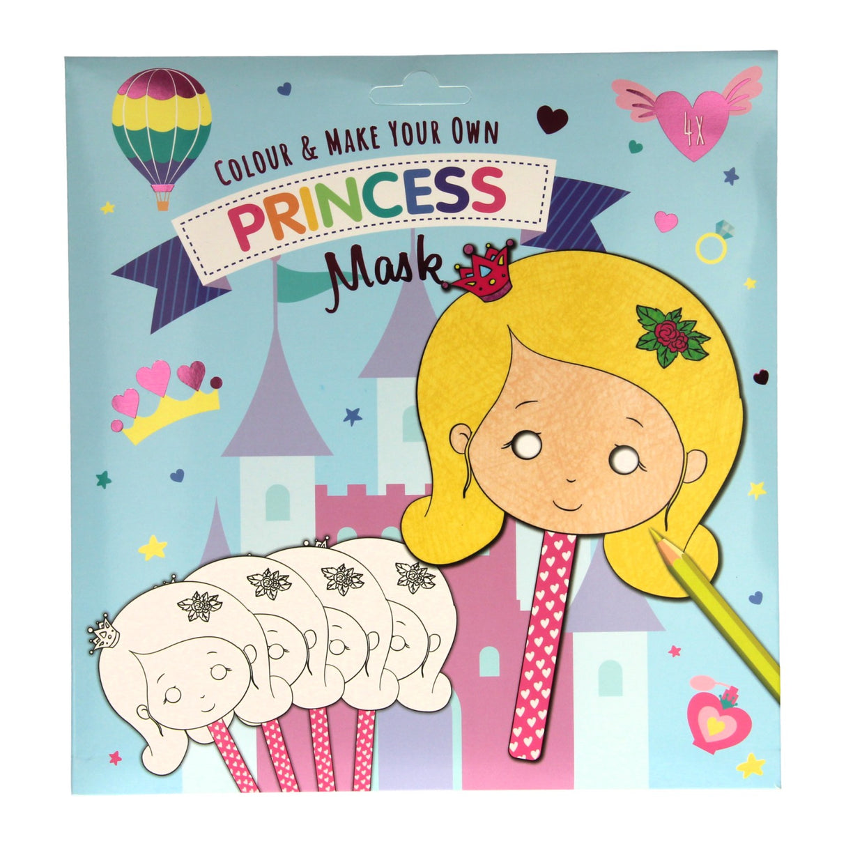 Gagnez la couleur hollandaise et fabriquez vos propres masques - princesse, 4 pcs.