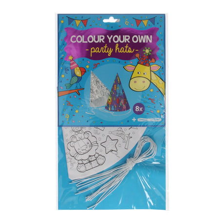 Colorez vos propres chapeaux de fête - pack de 8 chapeaux avec élastiques