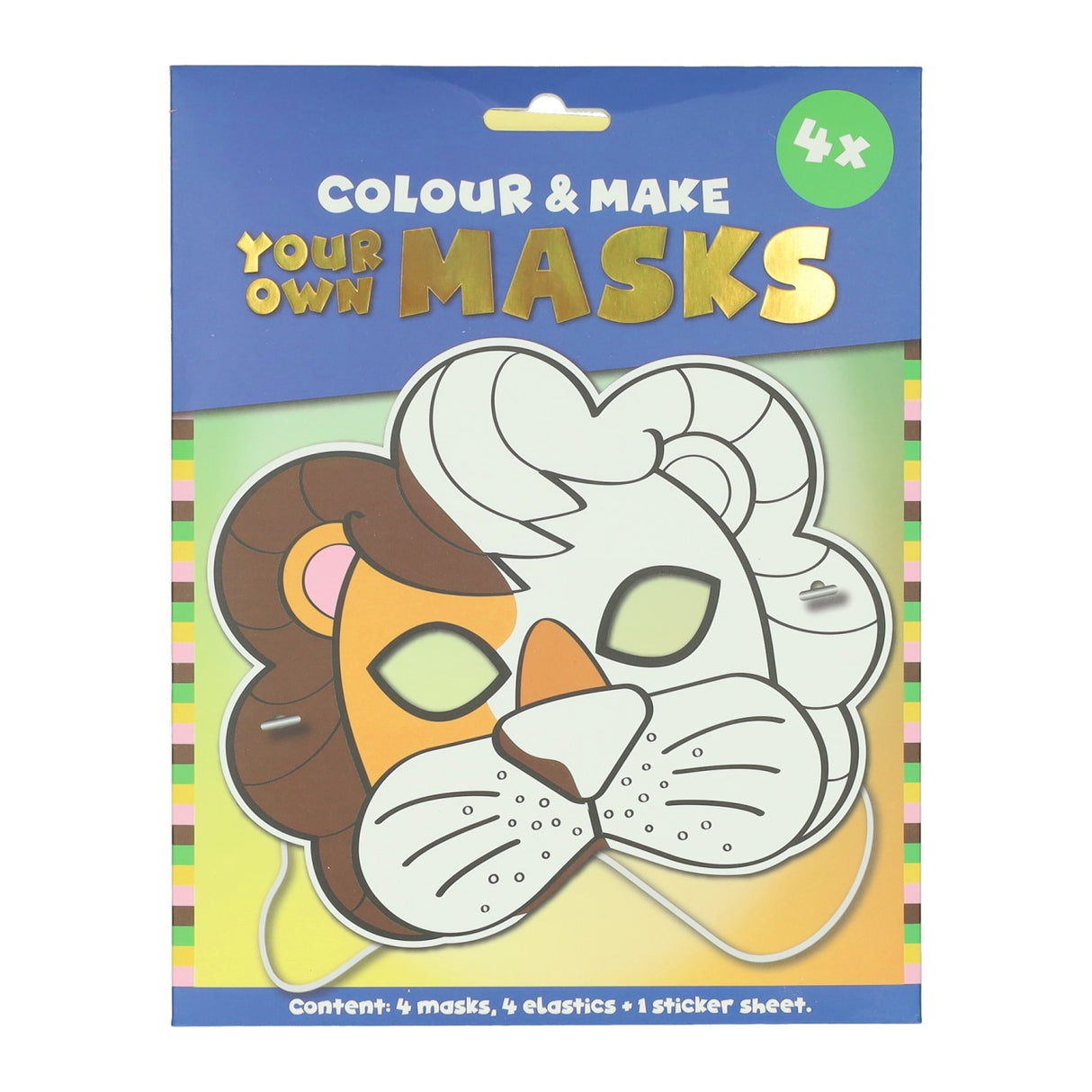 Wins holland kleur je eigen masker leeuw - 4 maskers