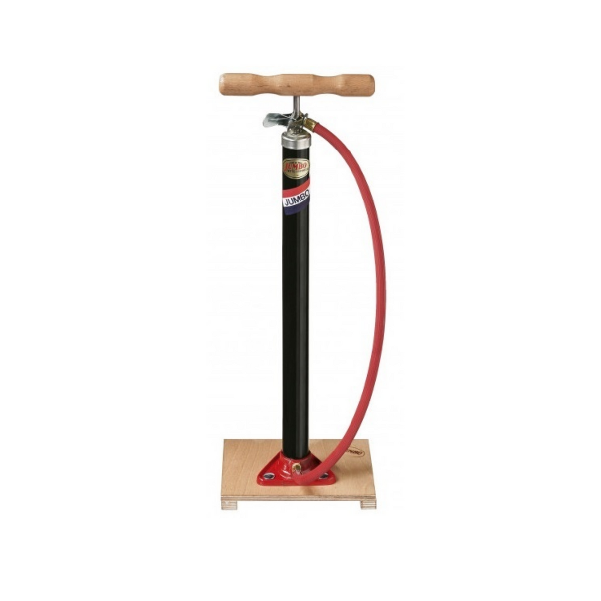 Pompe à vélo sur planche en bois avec Dunlop Valiel