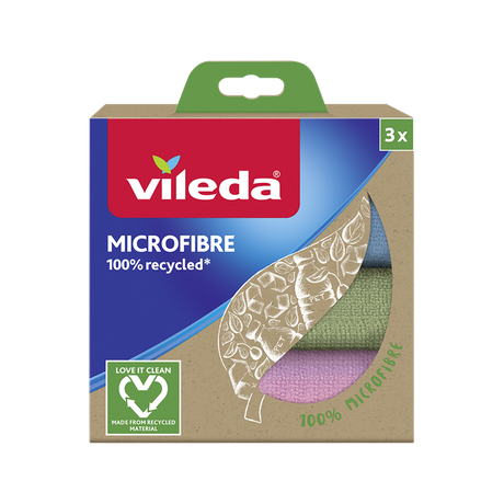 Paquet de 3 chiffons en microfibre Vileda 100 % recyclés | 4 pièces