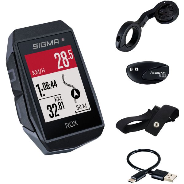 Sigma Rox 11.1 EVO GPS HR Set Set Sw Brourt Butler + Ant + BLE BORST + USB-C