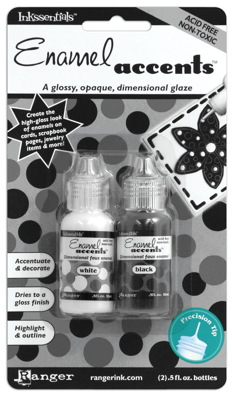 Ranger ink ranger • accents d'émail noir et blanc