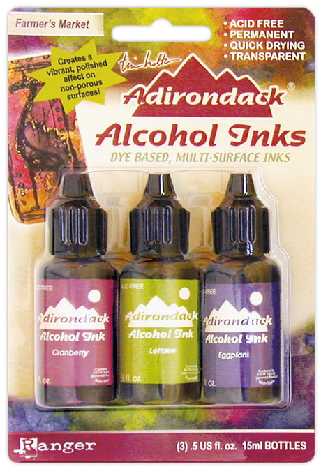 Ranger ink ranger • tim holtz encres à l'alcool adirondack canneberge, laitue aubergine 14 ml