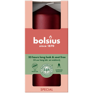 Bougie pilier Bolsius 120 58 rouge métallisé | 6 pièces