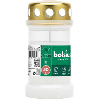 Lampe funéraire Bolsius n°3 blanche avec couvercle