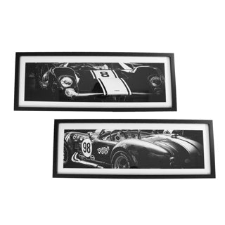 Tableau voiture de course 2 verre métal assorti 30x80x2cm | 2 pièces