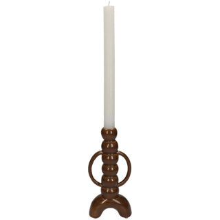Bougeoir No brand faïence fine marron 10x4.5x21.5cm | 2 pièces